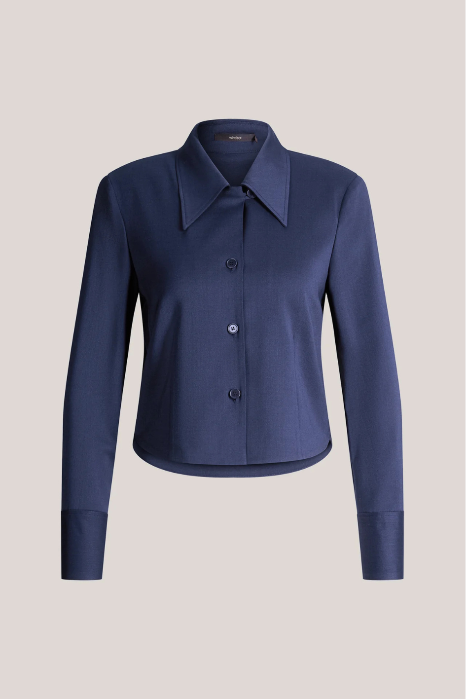 Dark Blue Virgin Wool Crepe Blouse