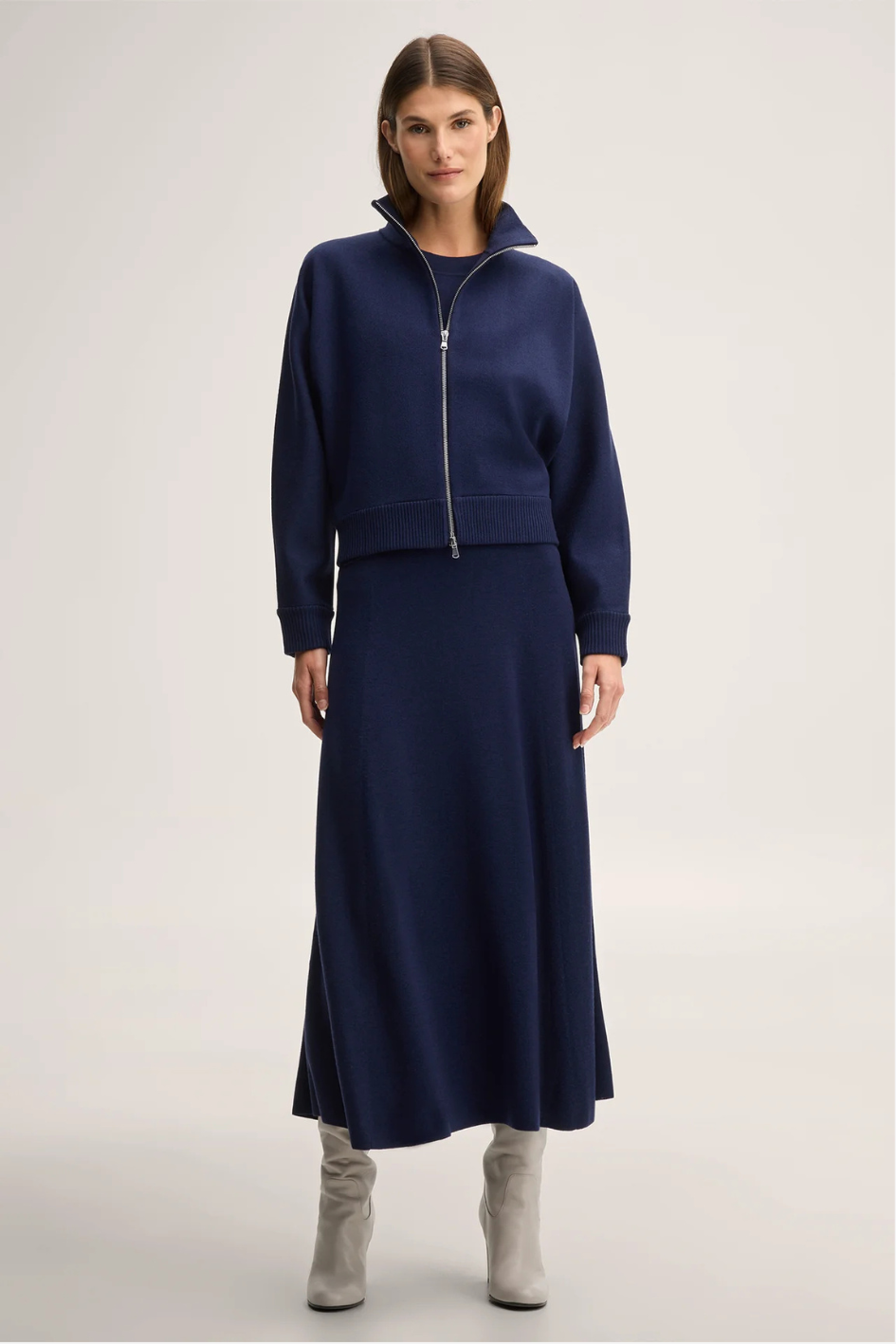 Dark Blue Merino Knit Cardigan