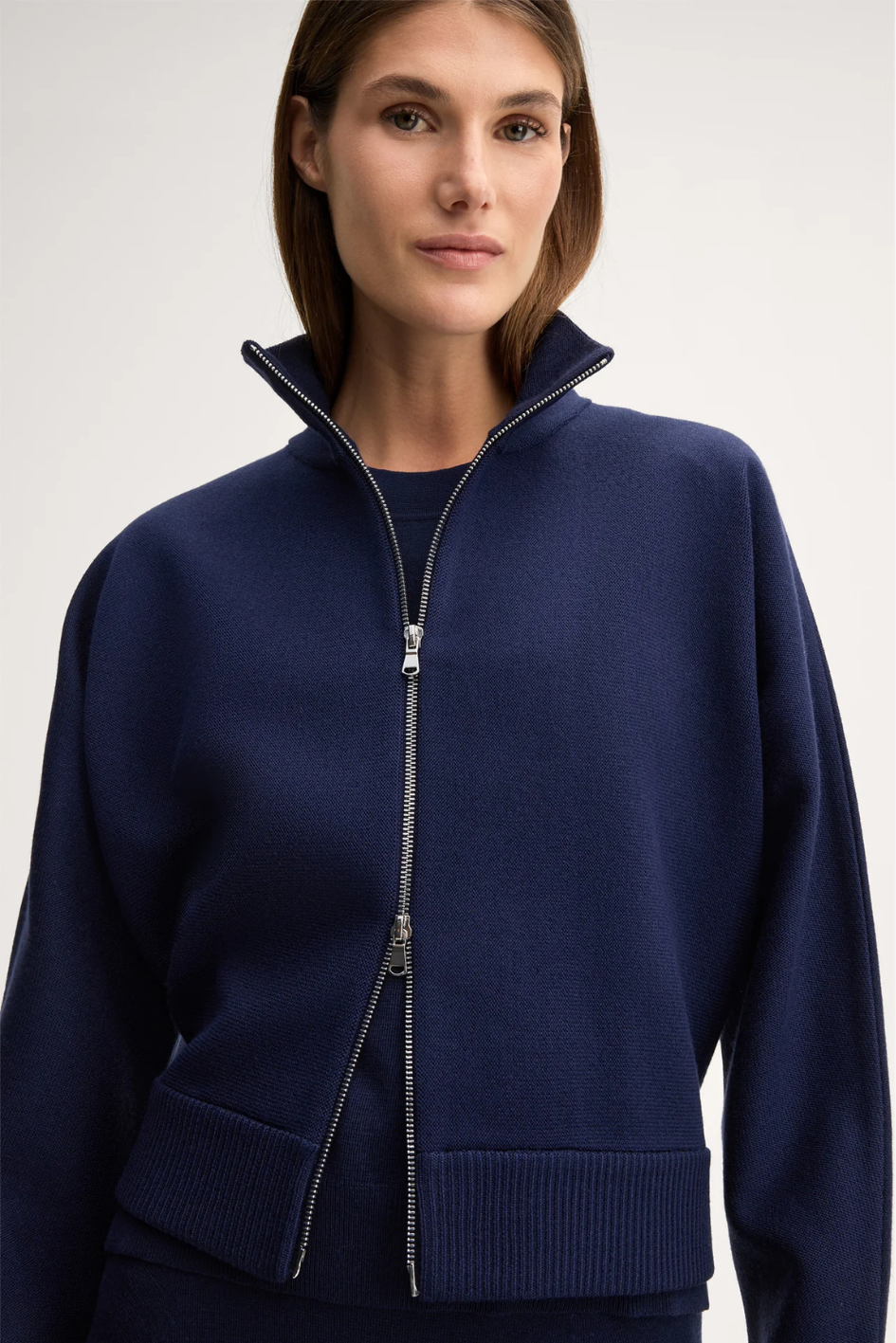 Dark Blue Merino Knit Cardigan
