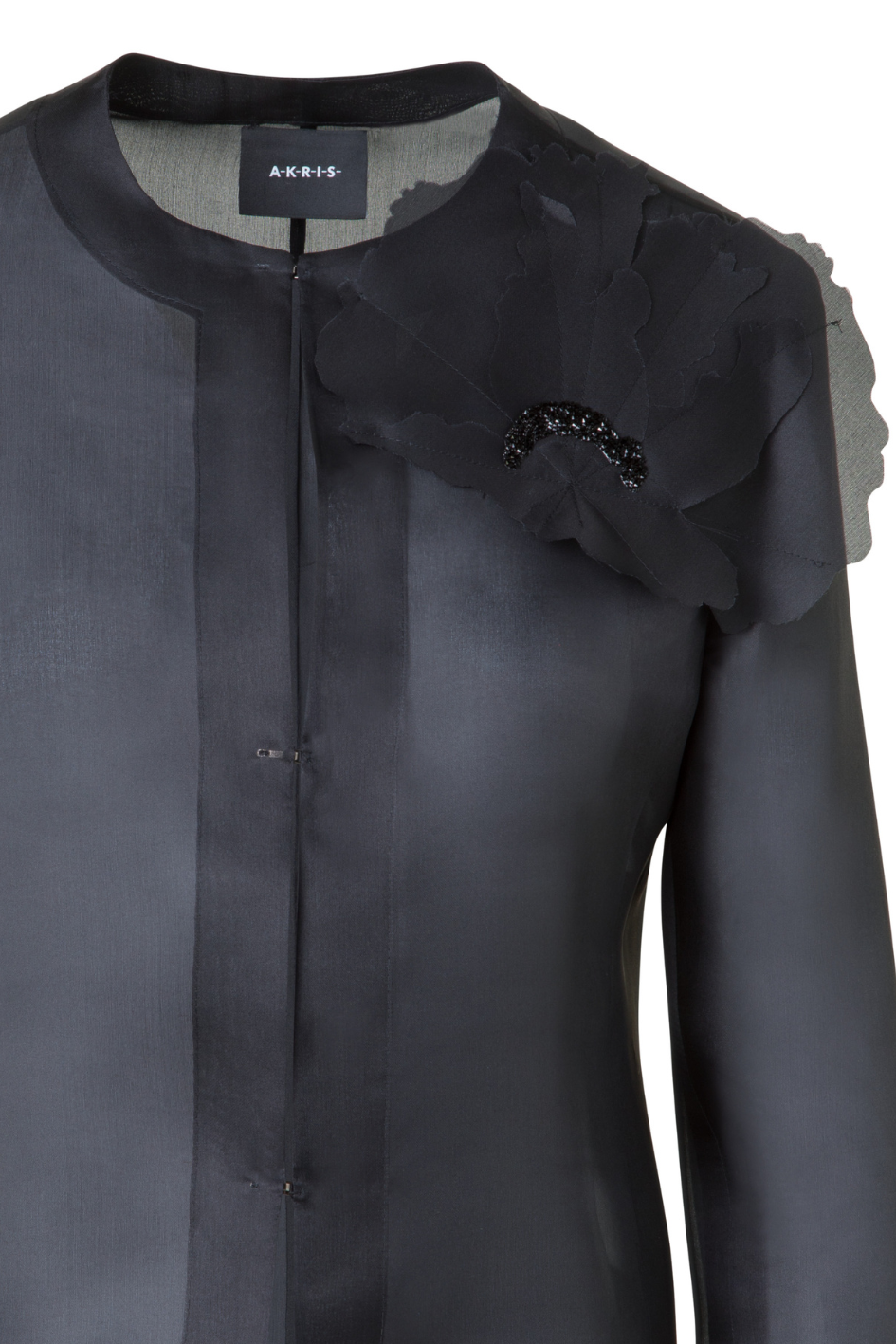 Akio Jacket in Silk Organza with 3D Anemone