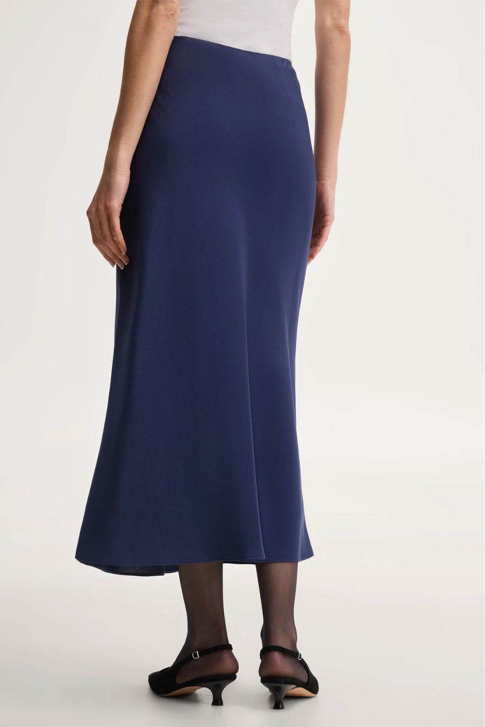 Midi-length merino knit Skirt in dark blue