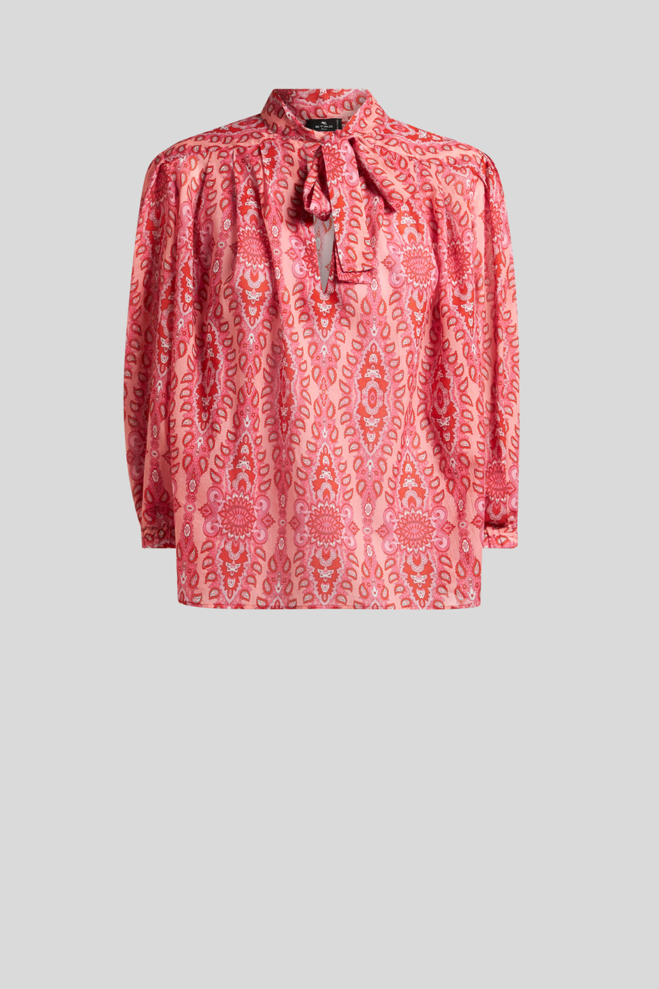 Blouse with Tie Neck and Paisley Pattern