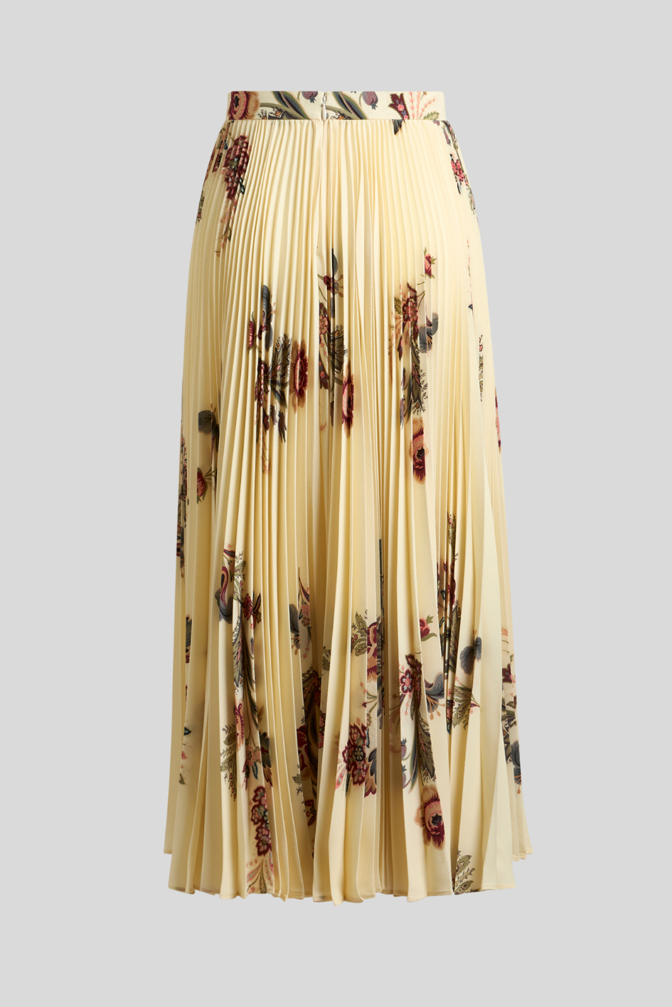 Pleated Floral Midi Skirt in Buttercream
