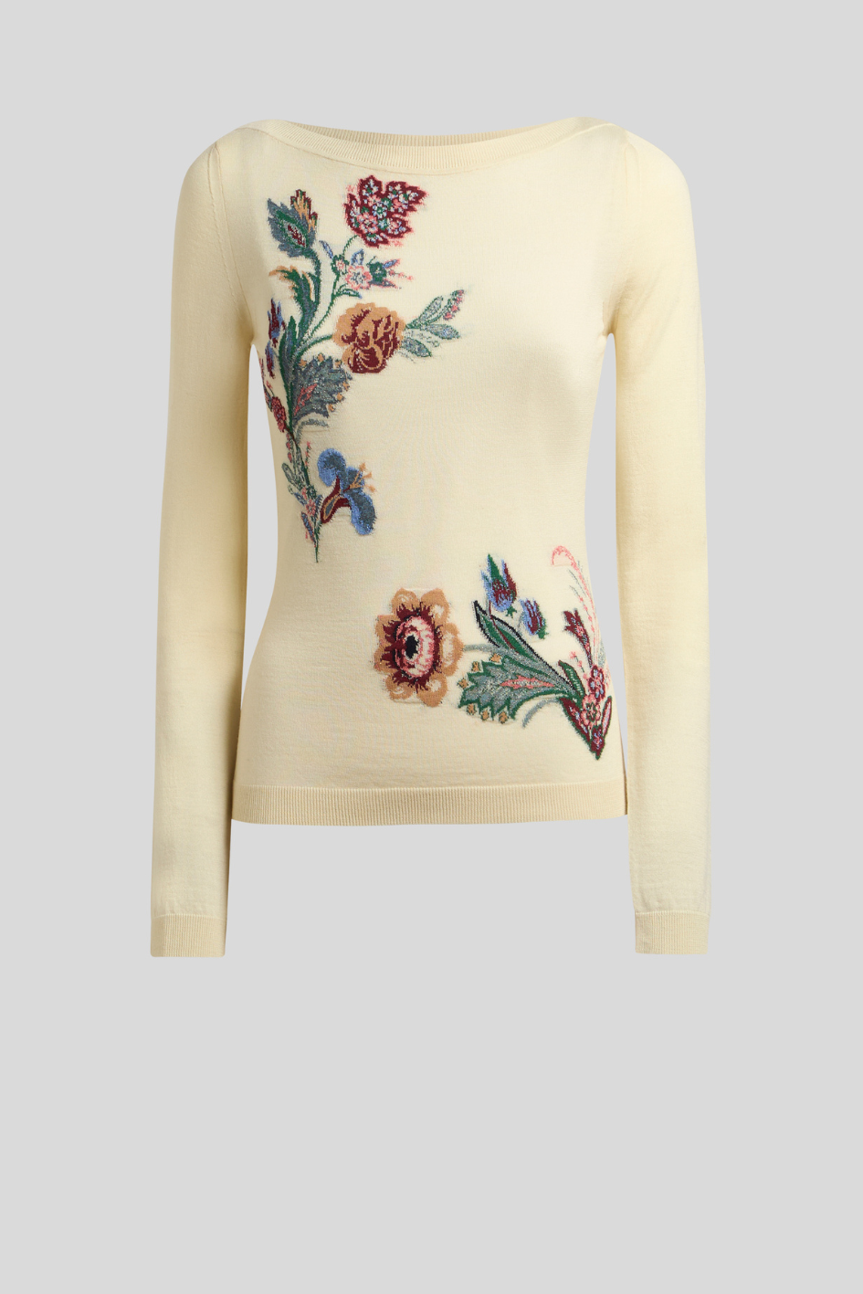 Embroidered Floral Fine-Knit Sweater