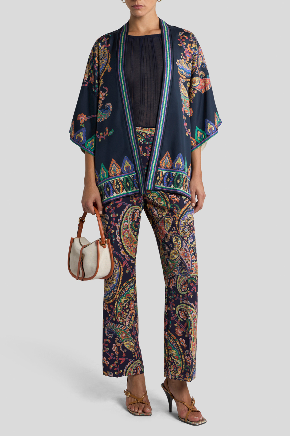 Paisley Print Wide-Leg Trousers