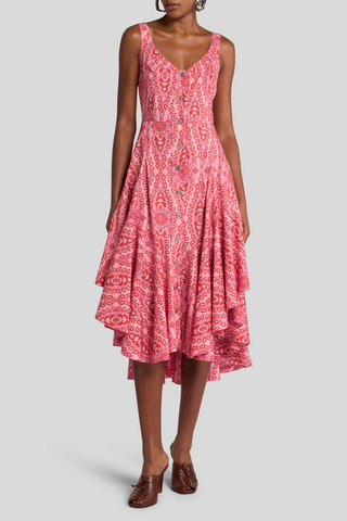 Sleeveless Dress with Paisley Pattern