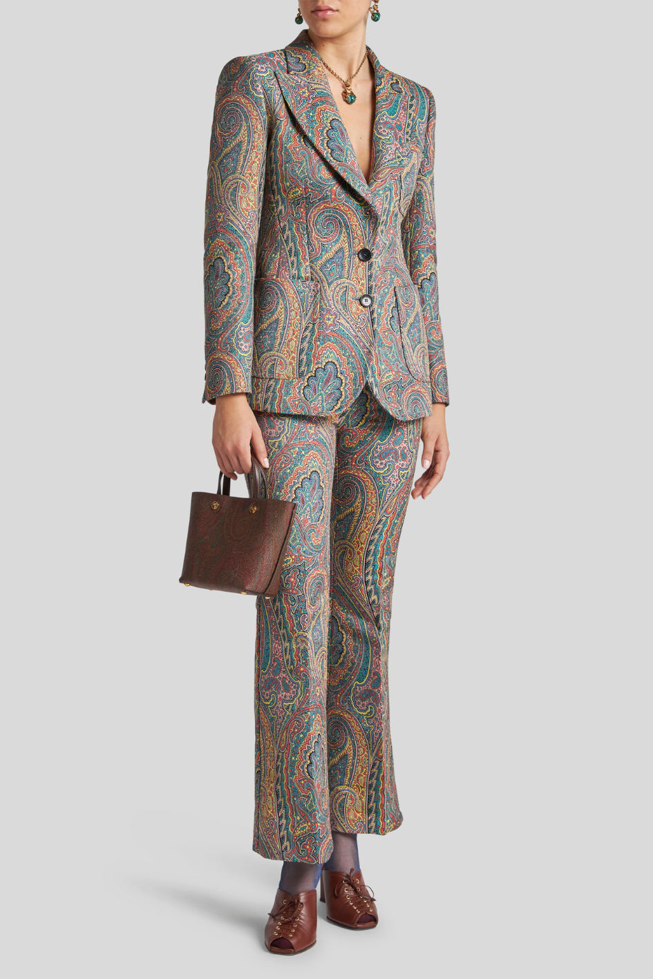 Trousers with Multicolored Paisley Pattern