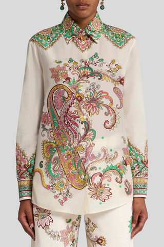 Elegant Blouse with Paisley and Floral Embroidery