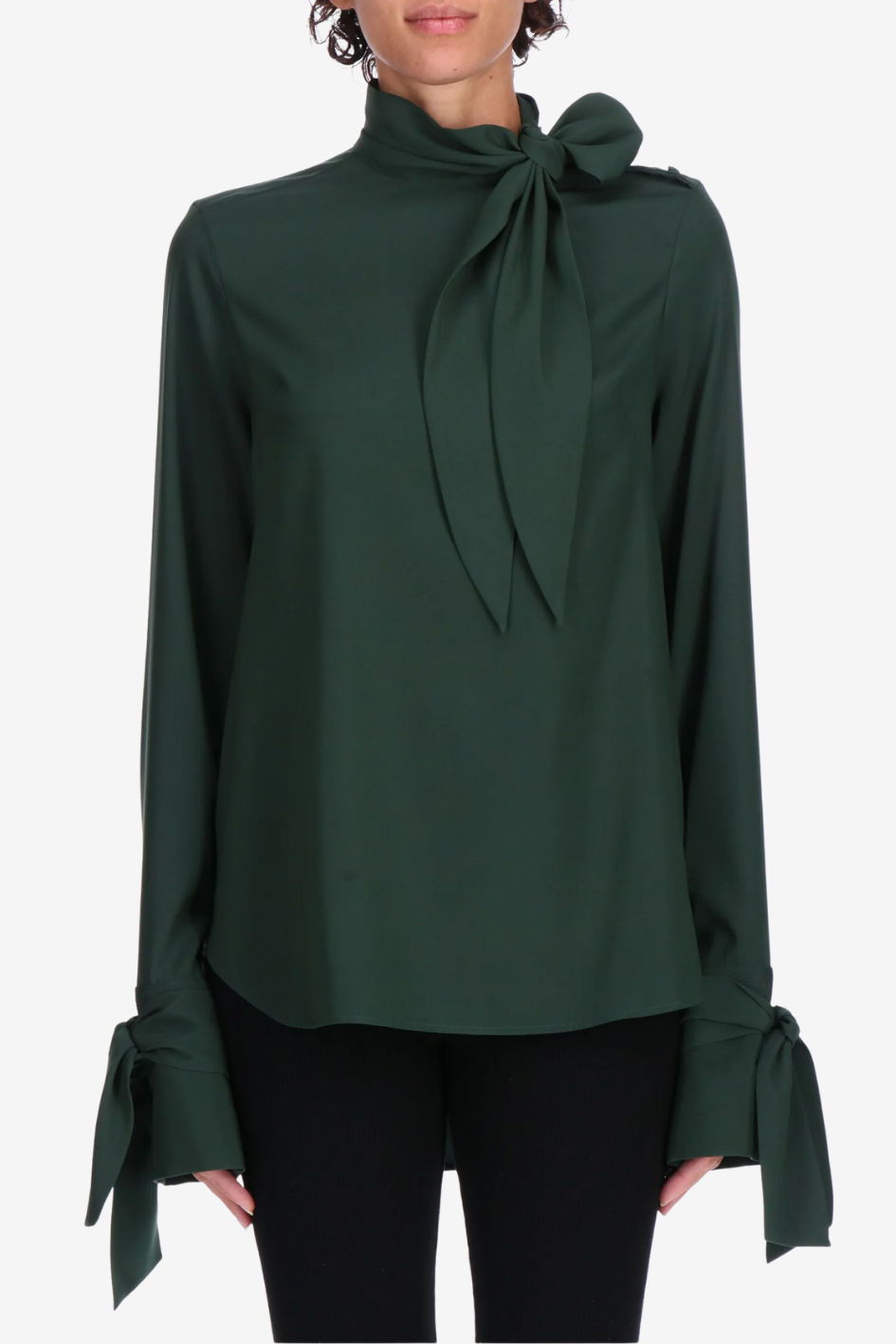 Blouse with Bow Collar