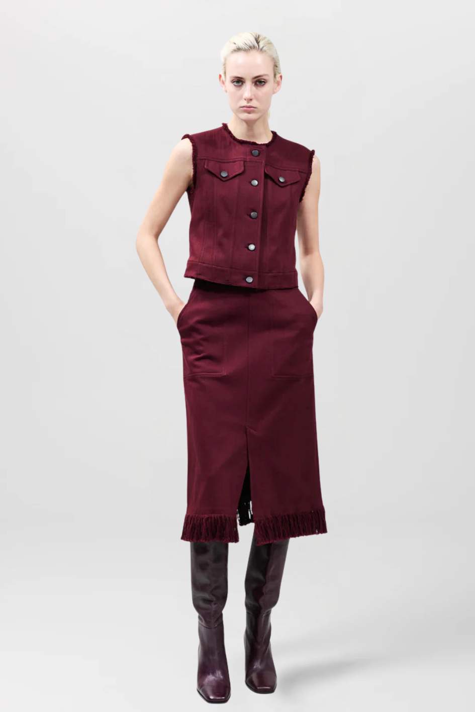 Motorbike Style Gilet in Cotton Stretch Denim