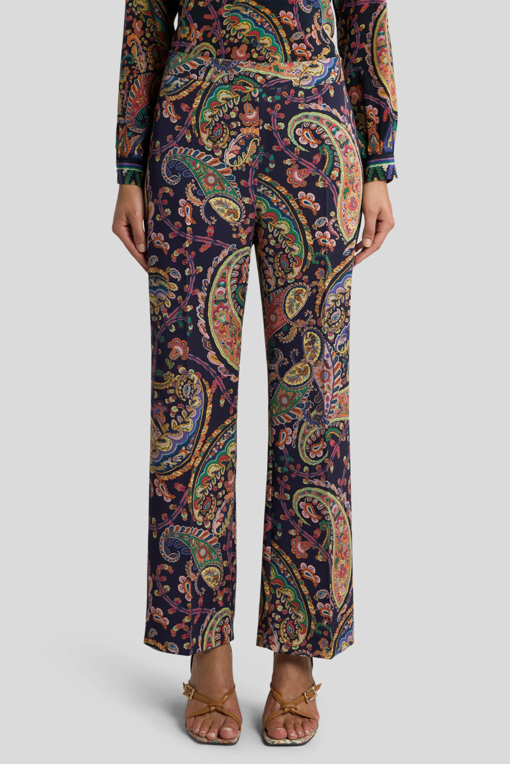 Paisley Print Wide-Leg Trousers