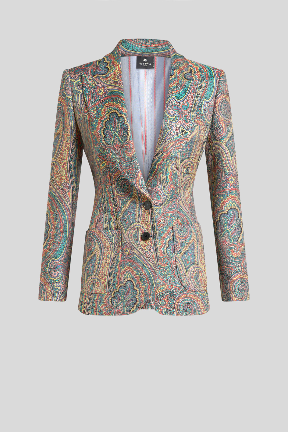 Fitted Blazer with Colorful Paisley Print