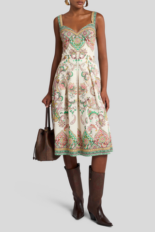 Embroidered Cotton Dress with Floral Details