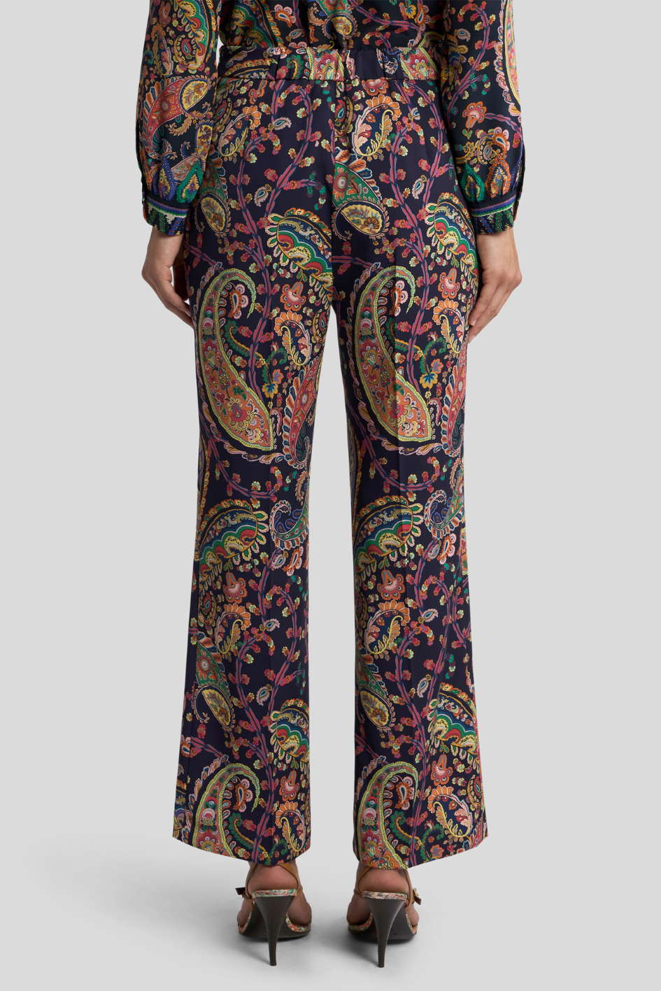 Paisley Print Wide-Leg Trousers