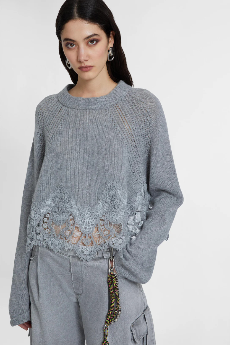 Cropped sweater in pure cashmere