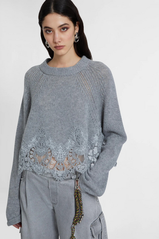 Cropped sweater in pure cashmere