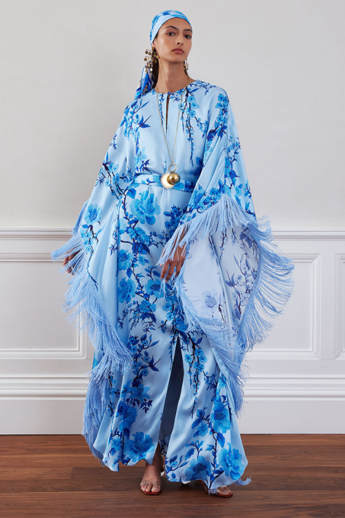 Flowing Esmeralda Kaftan Dress with Fringe