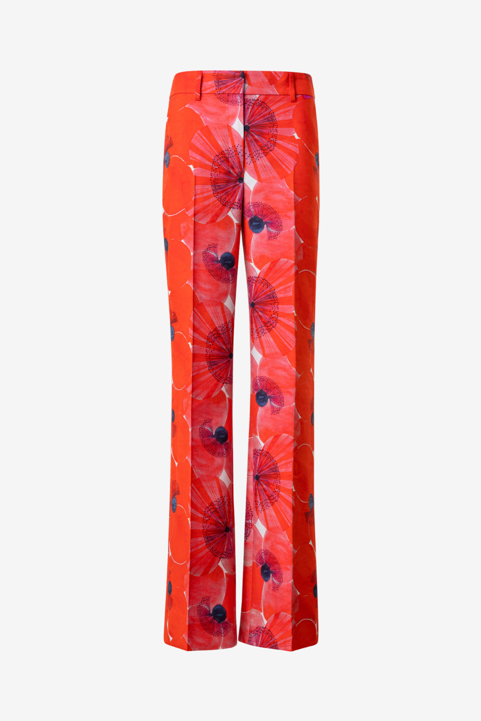 Weite Doubleface-Hose aus Baumwollseide mit Poppy Druck