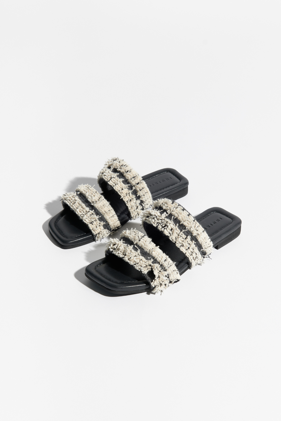 Fringes Jeans Sandal Black
