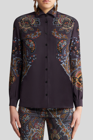 Silk Blouse with Paisley Pattern