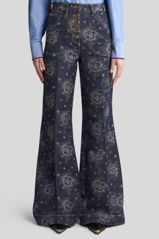 Flare Jeans with Jacquard Pattern