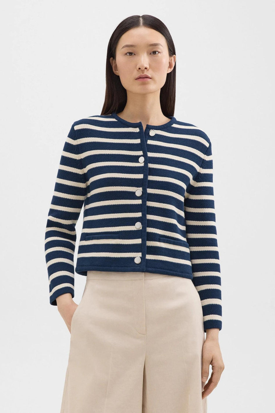 Striped Cropped Jacket in Cotton Bouclé
