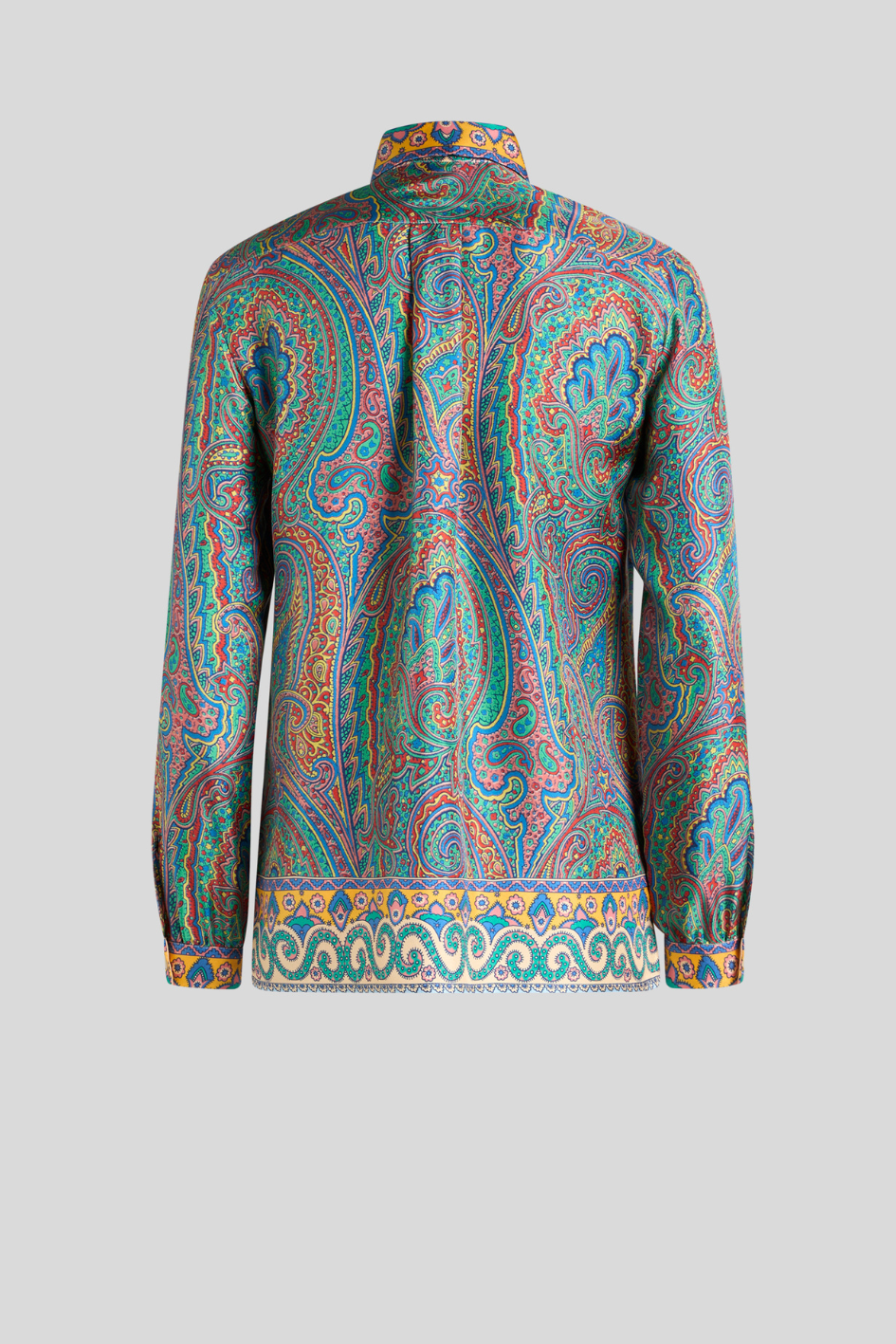 Silk Shirt with Paisley and Geometric Prints