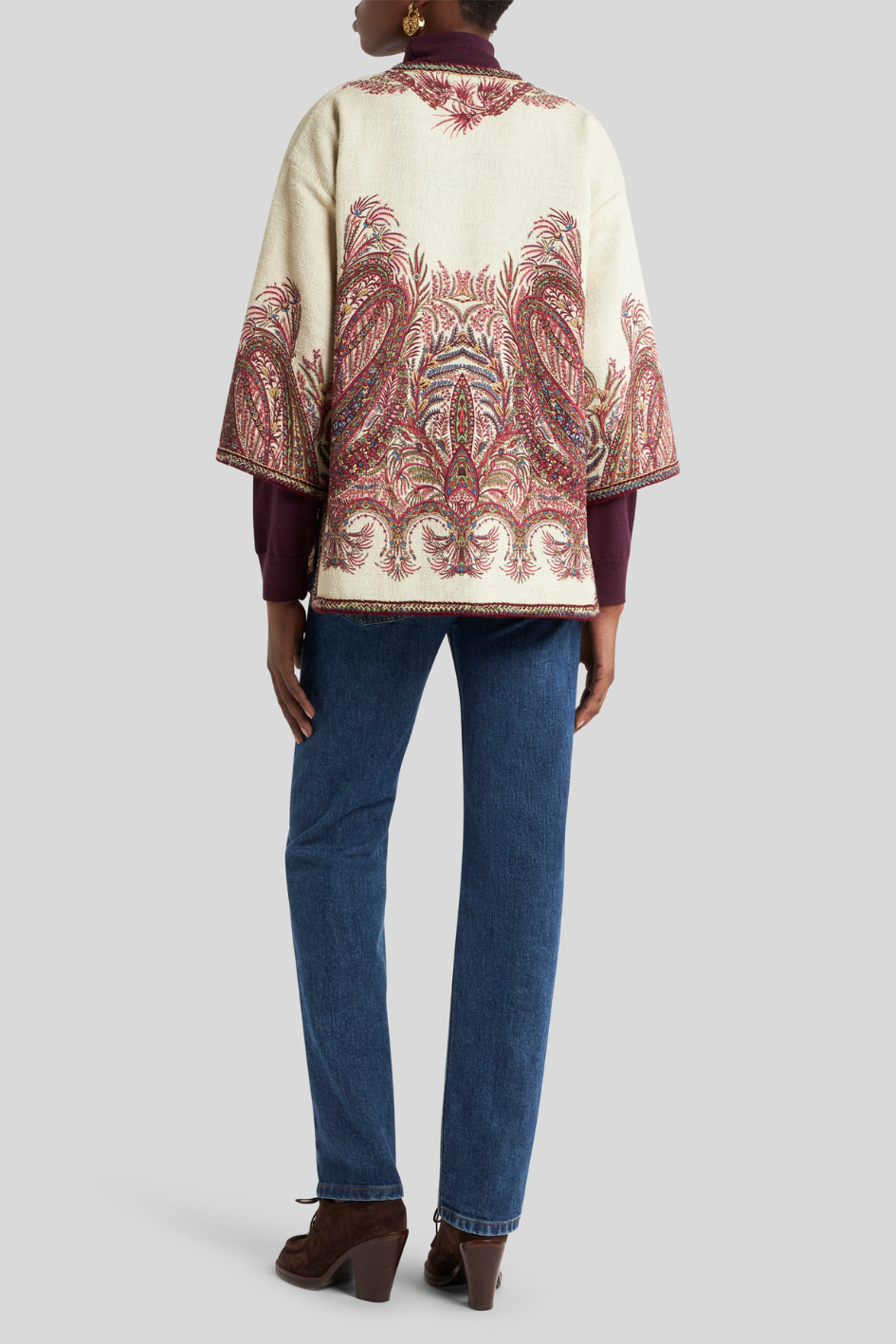 Jacquard Jacket with Paisley Embroidery