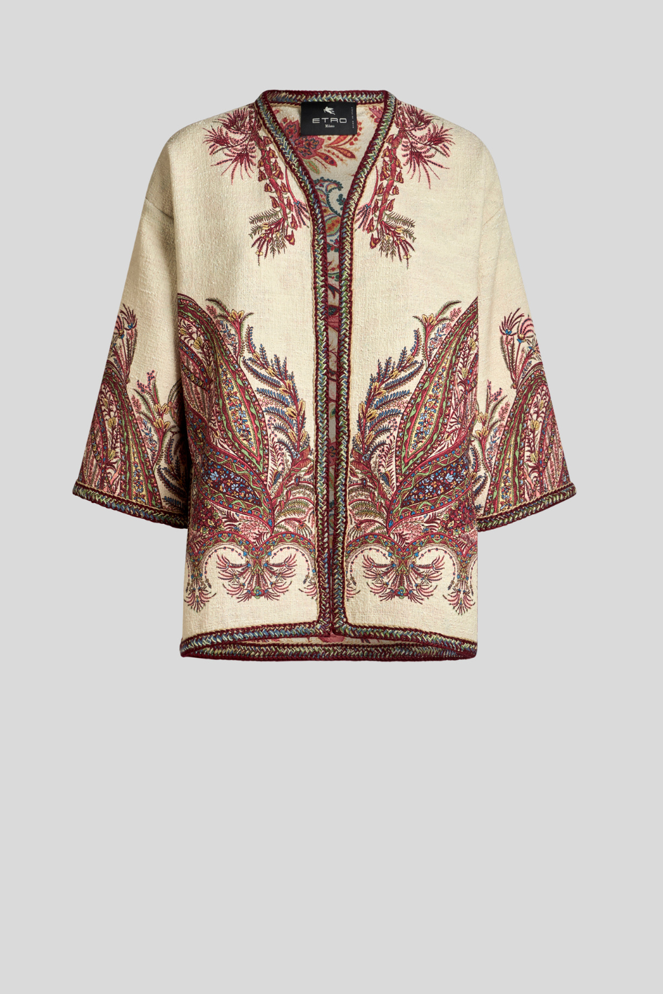 Jacquard Jacket with Paisley Embroidery
