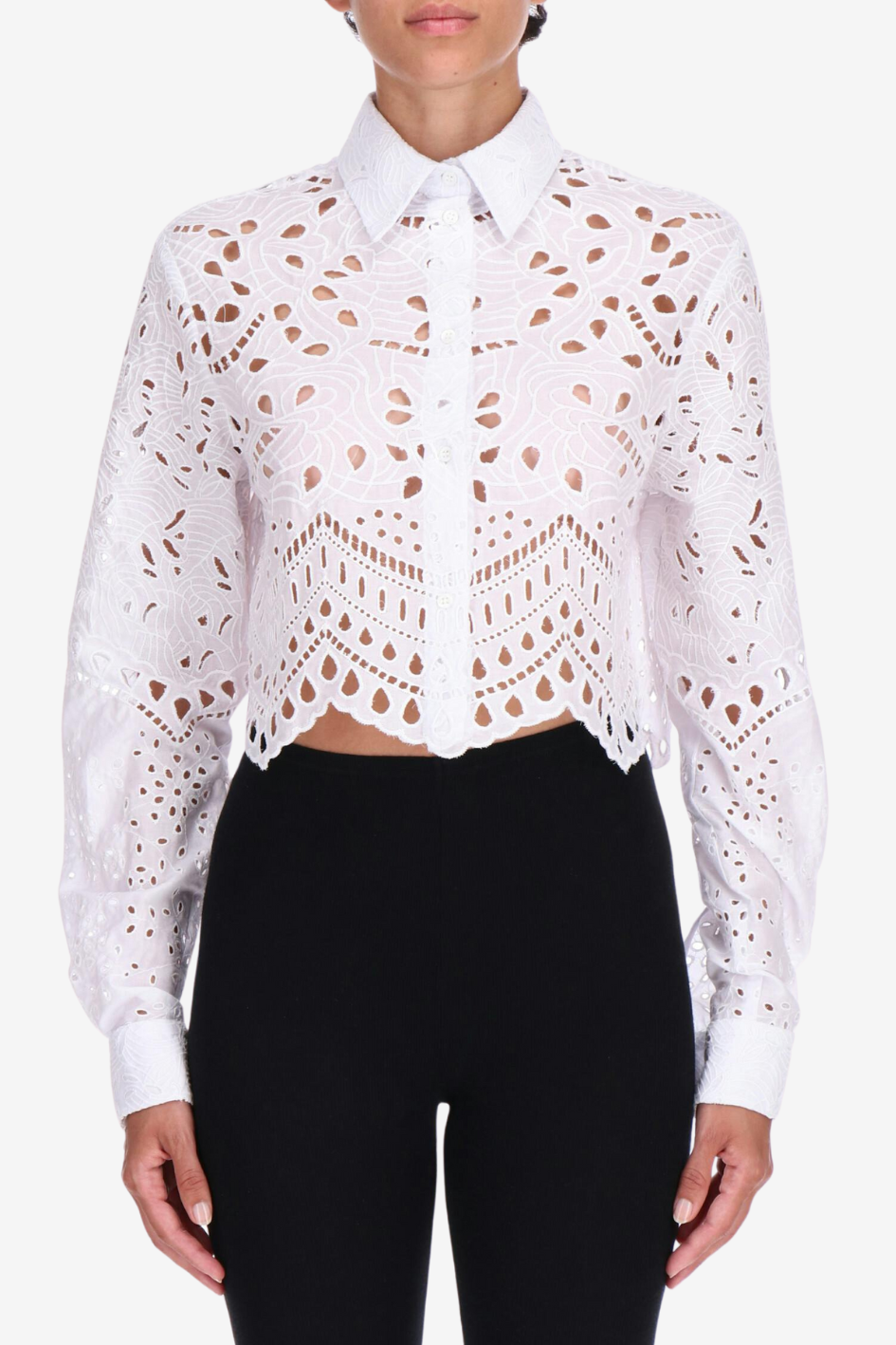 Cropped Embroidered Cotton Blouse