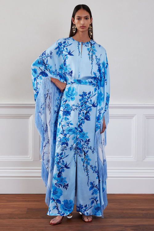 Flowing Esmeralda Kaftan Dress with Fringe