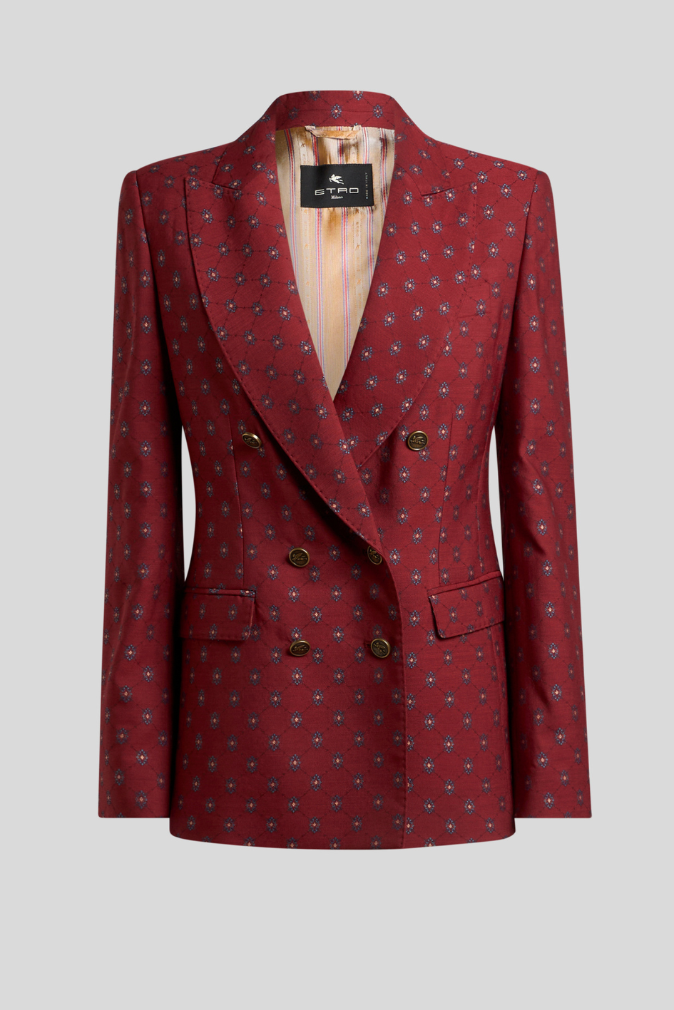 Double-Breasted Blazer with Pattern in Burgundy
