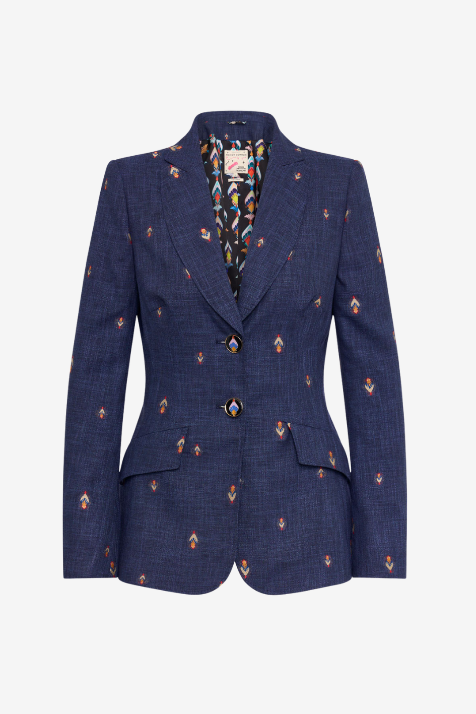Tailored Embroidered Blazer in Navy