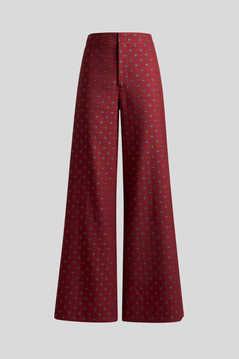 Wide-Leg Trousers with Pattern in Burgundy