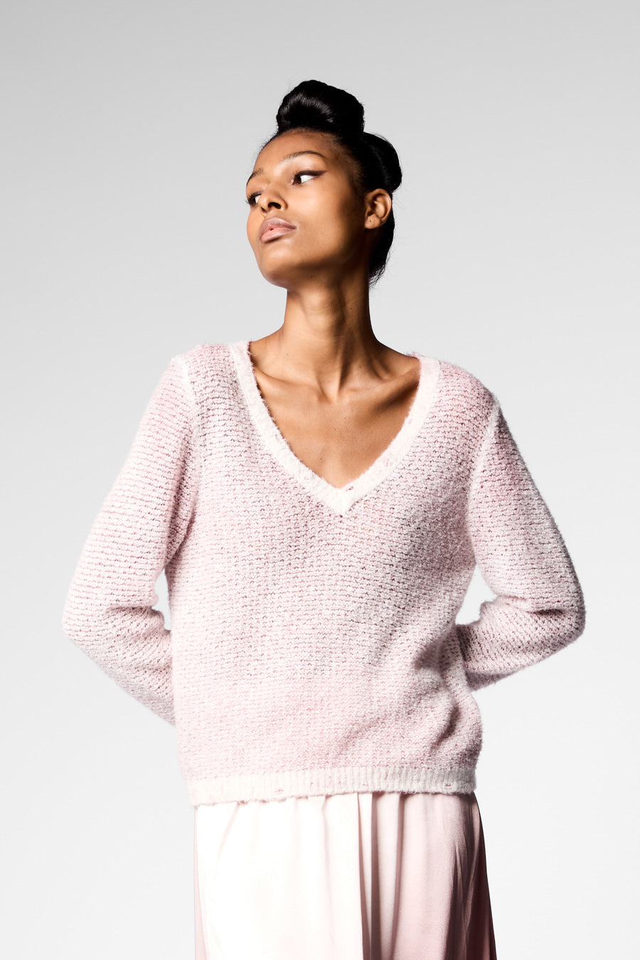 V-Neck Sweater Boucle Knit