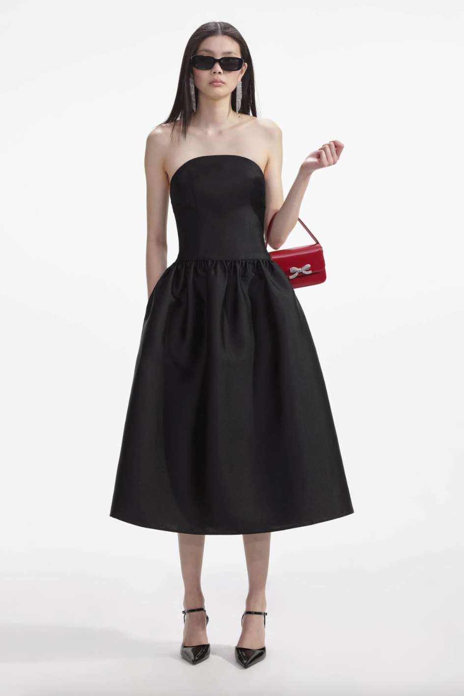 Black Taffeta Midi Dress