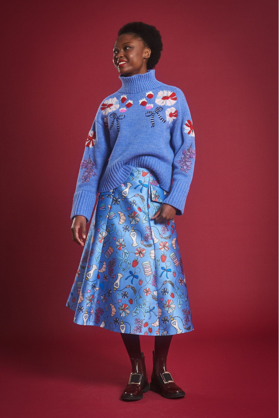 Embroidered Turtleneck Sweater