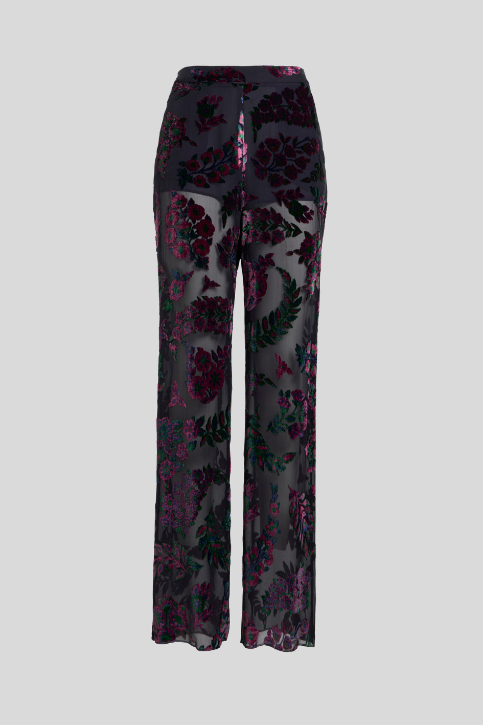 Sheer Floral Velvet Trousers