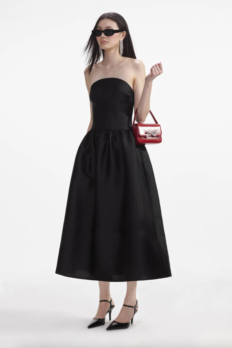 Black Taffeta Midi Dress