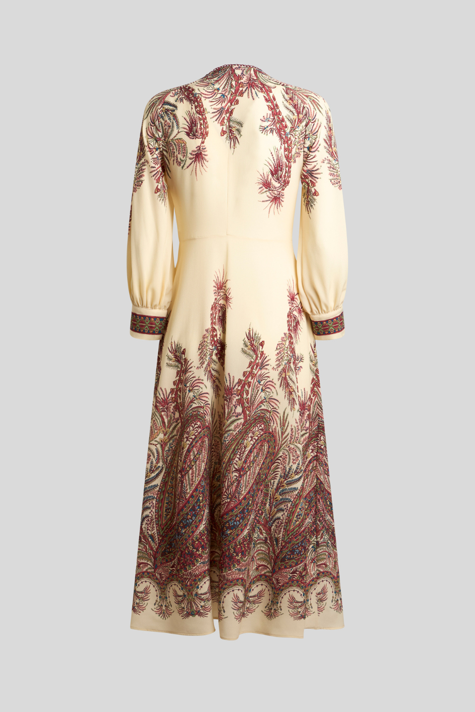 Midi Dress with Ornamental Paisley Embroidery