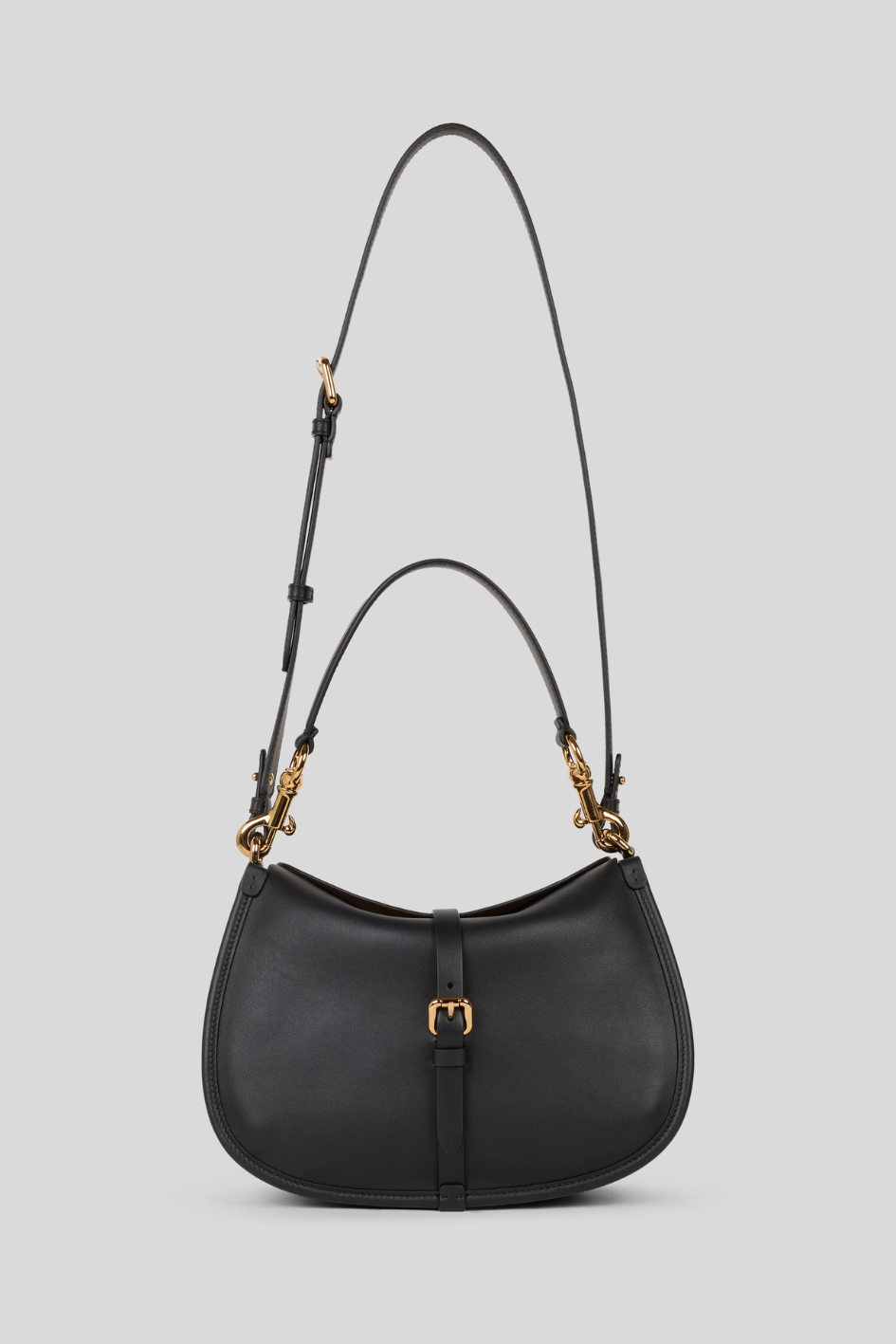 Shoulder Bag in Smooth Leather with Buckle Detail