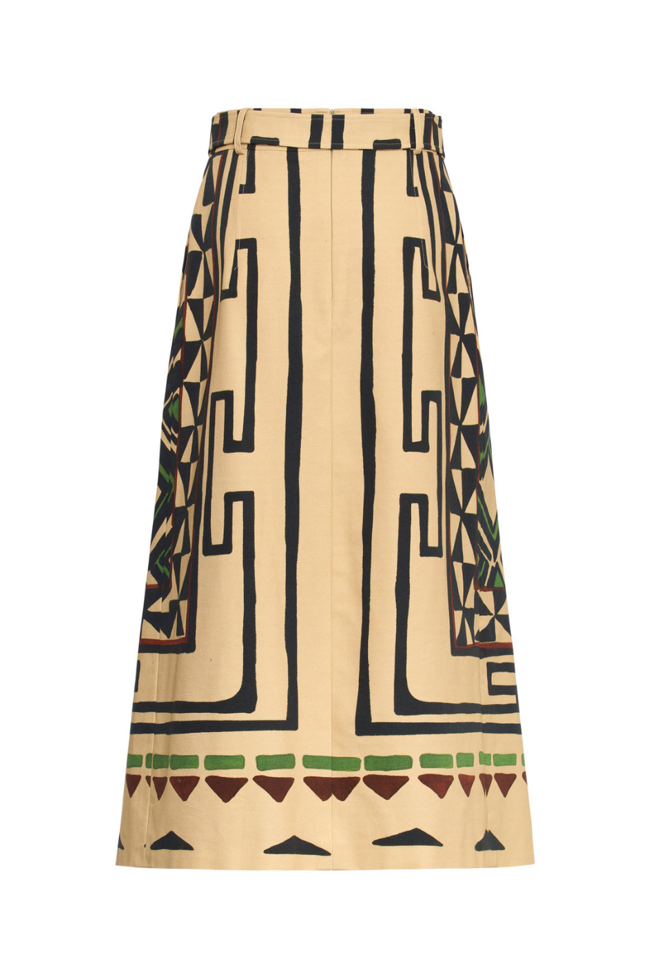 Geometric Print Midi Skirt with Belt