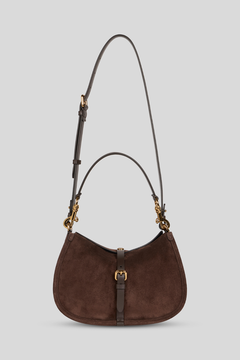 Shoulder Bag in Suede with Buckle Detail