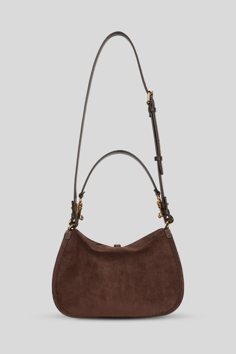 Shoulder Bag in Suede with Buckle Detail