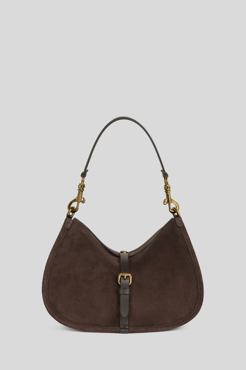 Shoulder Bag in Suede with Buckle Detail