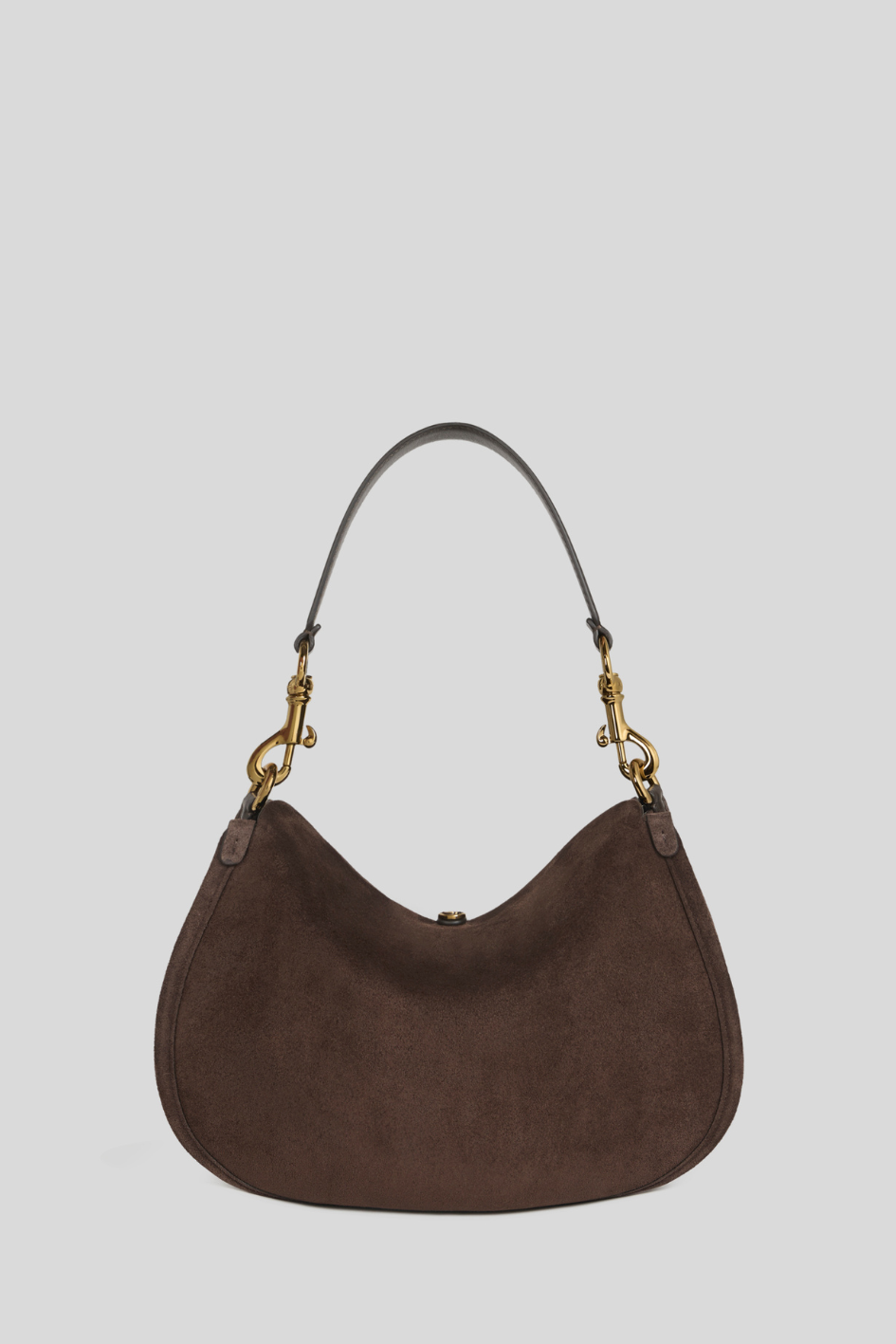 Shoulder Bag in Suede with Buckle Detail