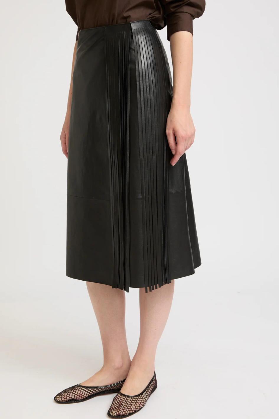 Leather Fringes Wrap Skirt