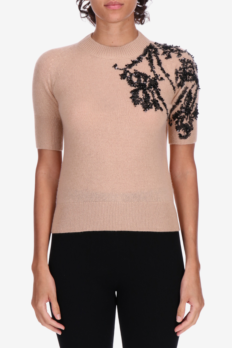 Cashmere Top with Embellished Shoulder