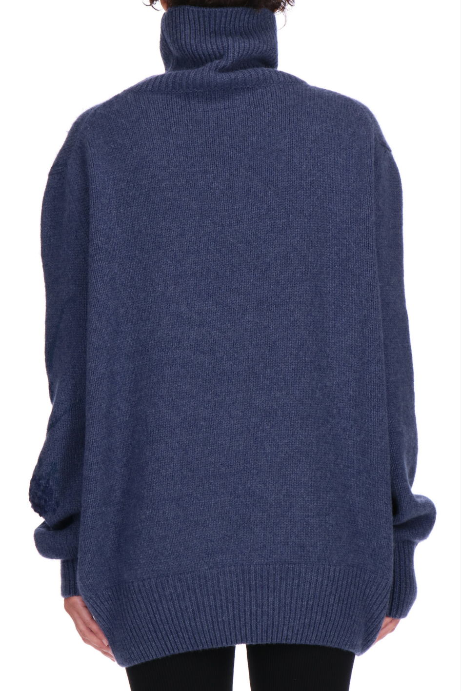 Oversized Cashmere Turtleneck Sweater with Floral Jacquard