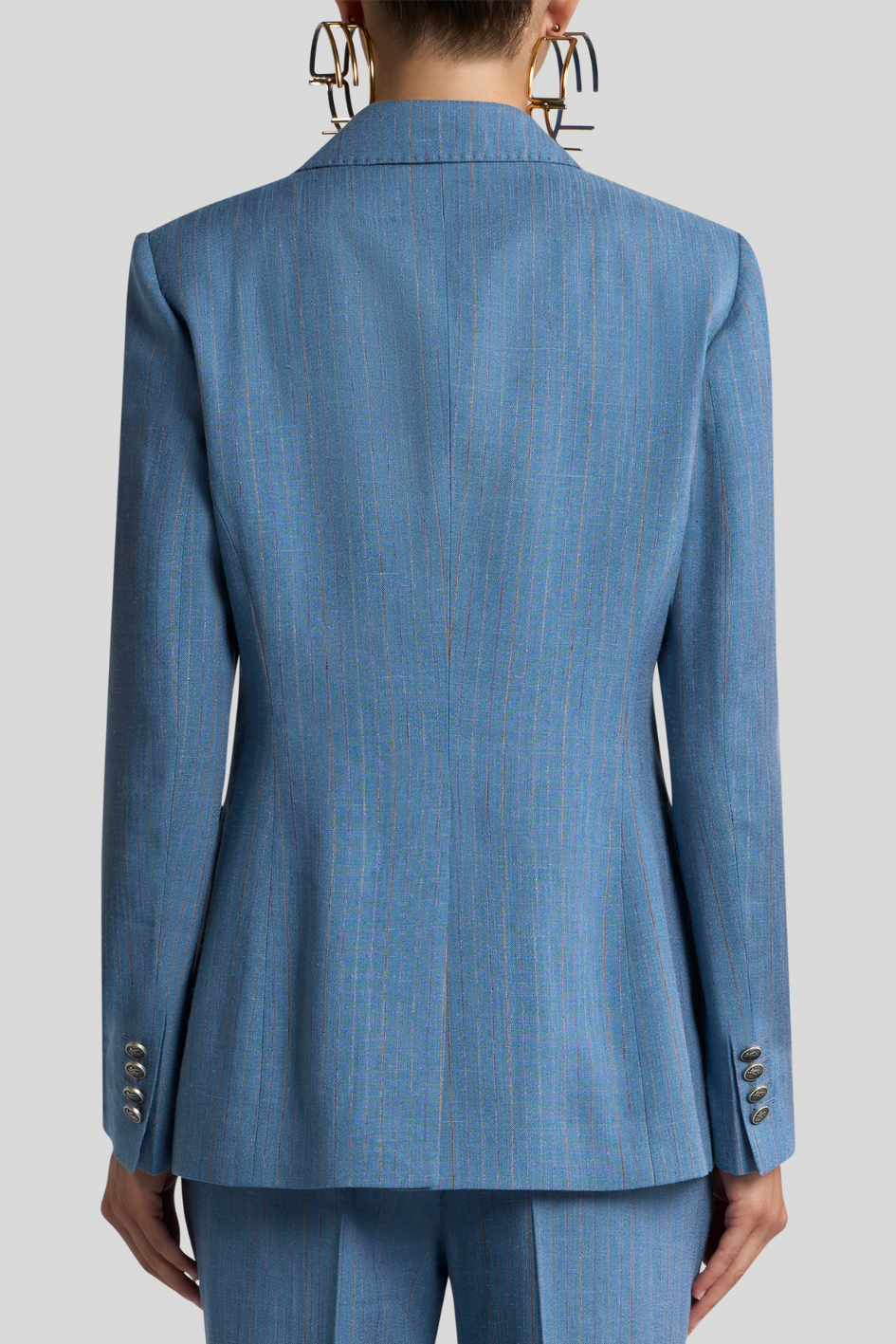 Pinstripe Tailored Blazer with Notched Lapel